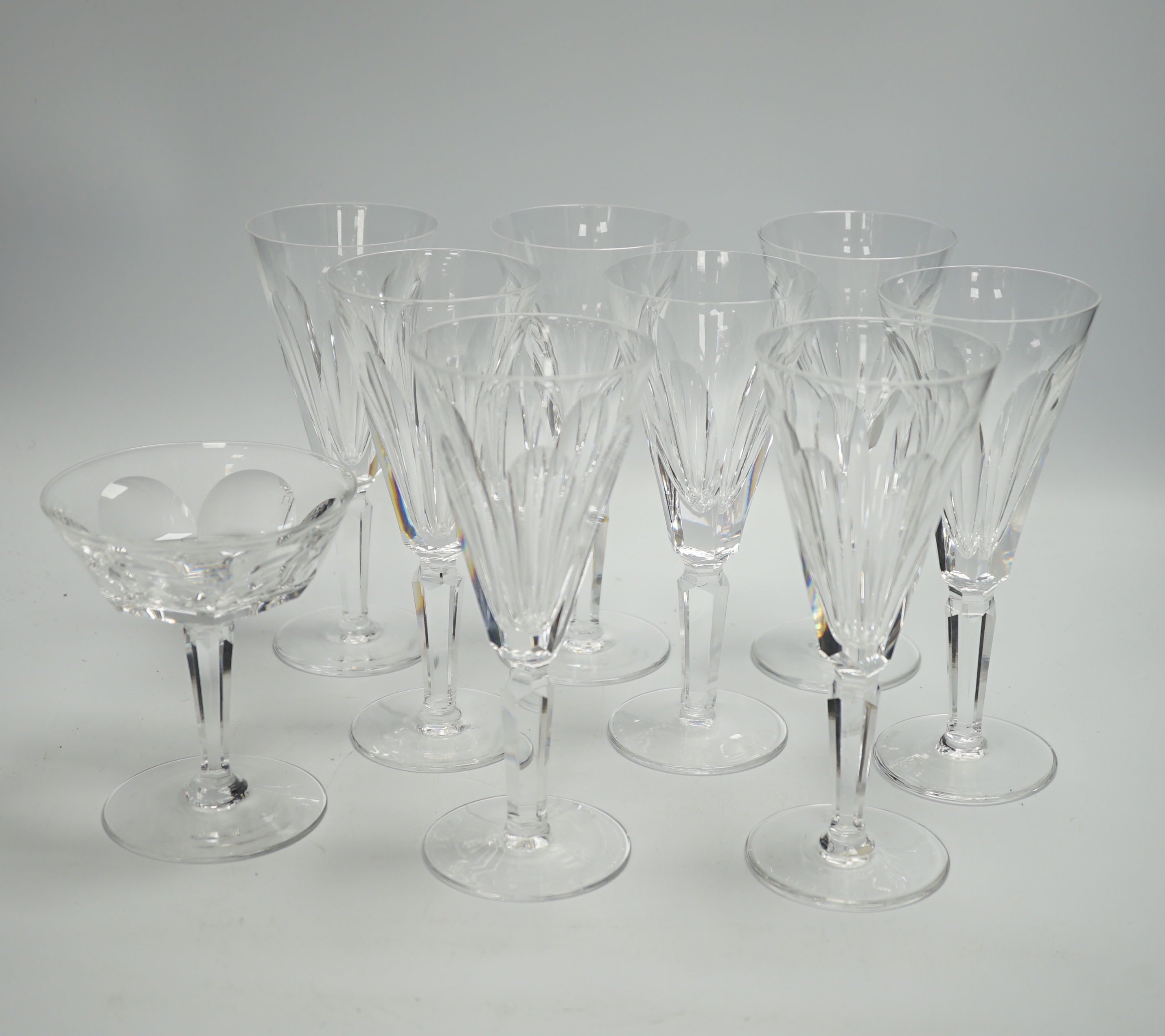 Eight Waterford Sheila pattern wine glasses and a champagne glass, 18cm (9)